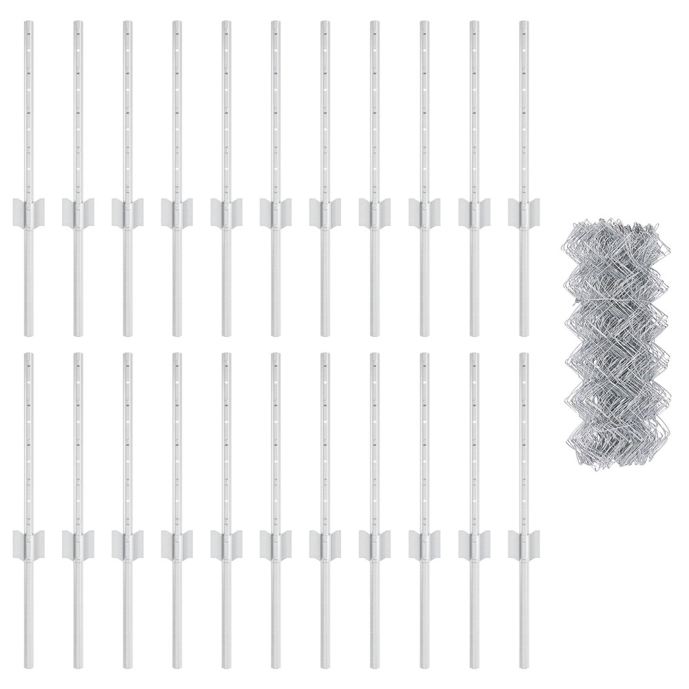 Produktbild för Kedjestängsel med stolpe 25 x 0,4 m (B x H) Varmförzinkad stål