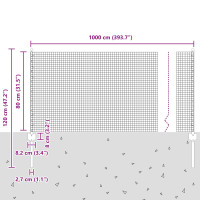 Produktbild för Svetsat trådgärd med stolpe 10 x 0,8 m (B x H)