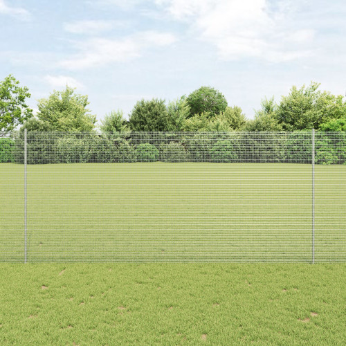 vidaXL Utomhus Svetsat Stängsel med Stolpar 10 x 1,4 m Silver Mesh