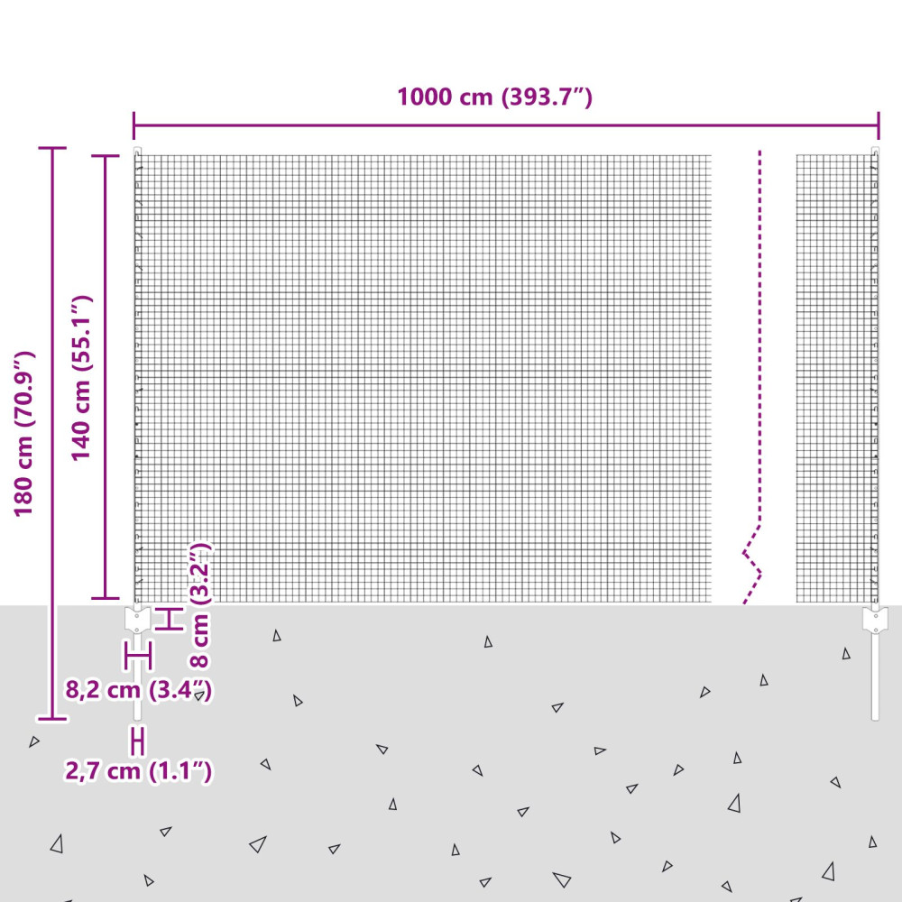 Produktbild för Utomhus Svetsat Stängsel med Stolpar 10 x 1,4 m Silver Mesh