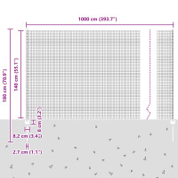Produktbild för Utomhus Svetsat Stängsel med Stolpar 10 x 1,4 m Silver Mesh