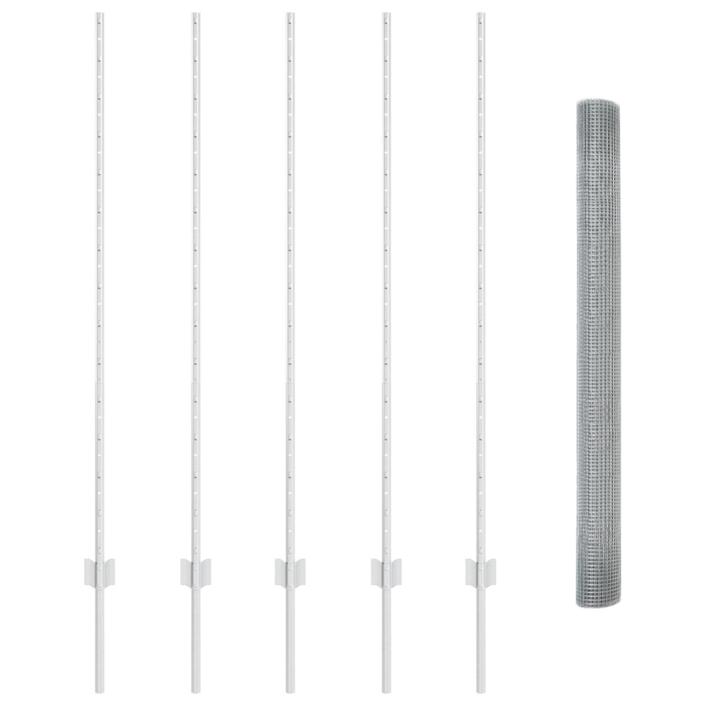 Produktbild för Utomhus Svetsat Stängsel med Stolpar 10 x 1,4 m Silver Mesh