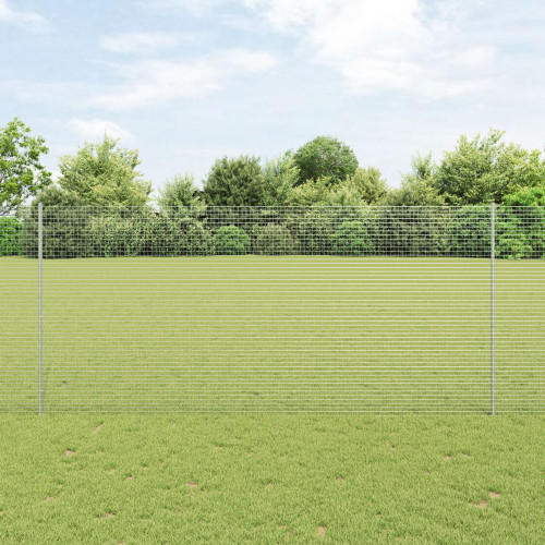 vidaXL Utomhus Svetsat Stängsel med Stolpar 10 x 1,4 m Silver Mesh