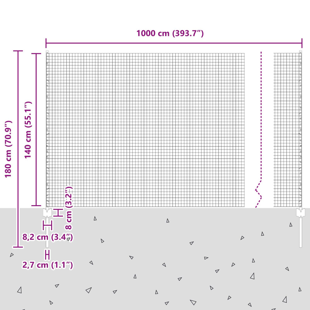 Produktbild för Utomhus Svetsat Stängsel med Stolpar 10 x 1,4 m Silver Mesh