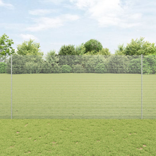 vidaXL Utomhus Svetsat Stängsel med Stolpar 10 x 1,5 m Silver Mesh