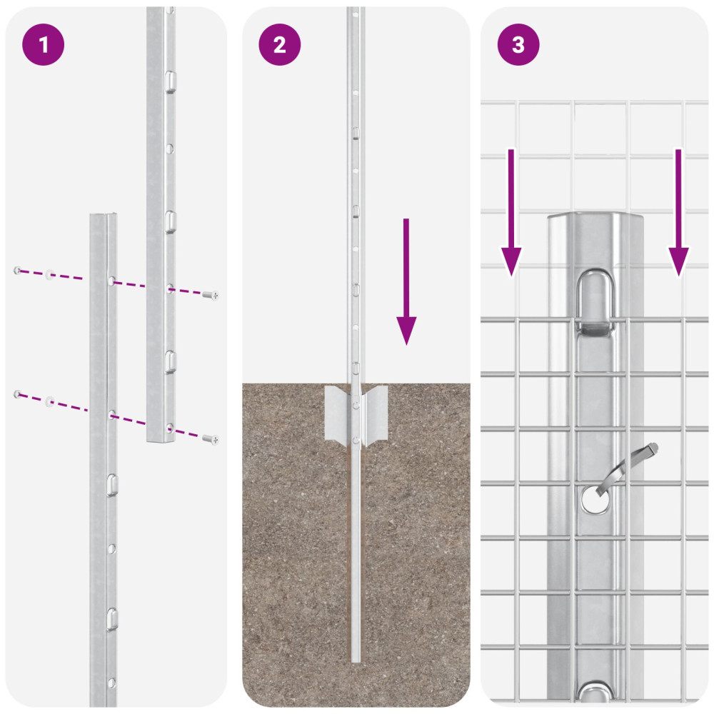 Produktbild för Utomhus Svetsat Stängsel med Stolpar 10 x 1,5 m Silver Mesh