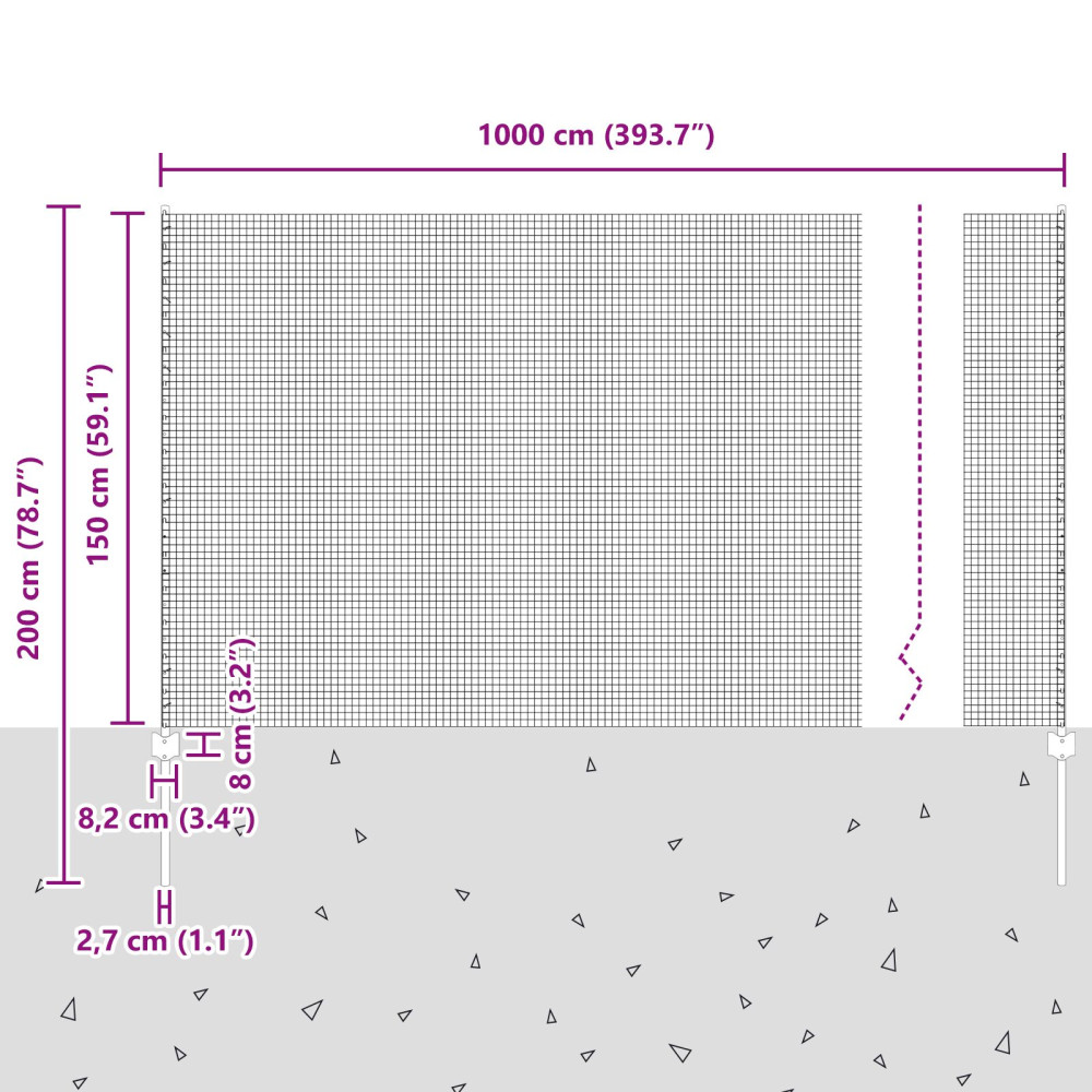 Produktbild för Utomhus Svetsat Stängsel med Stolpar 10 x 1,5 m Silver Mesh