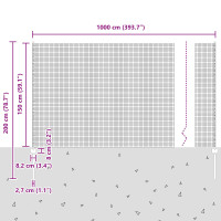 Produktbild för Utomhus Svetsat Stängsel med Stolpar 10 x 1,5 m Silver Mesh