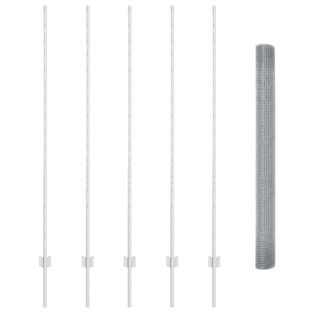 Produktbild för Utomhus Svetsat Stängsel med Stolpar 10 x 1,5 m Silver Mesh