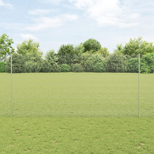 vidaXL Utomhus Svetsat Stängsel med Stolpar 10 x 1,5 m Silver Mesh