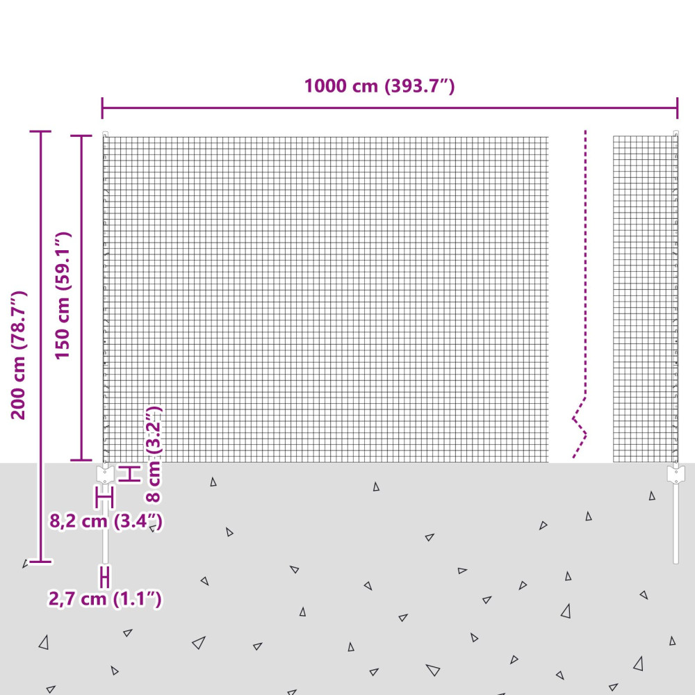 Produktbild för Utomhus Svetsat Stängsel med Stolpar 10 x 1,5 m Silver Mesh