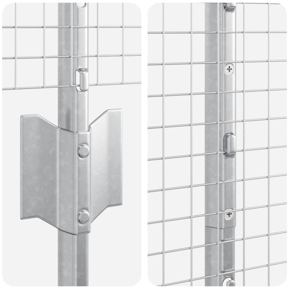 Produktbild för Utomhus Svetsat Stängsel med Stolpar 10 x 1,5 m Silver Mesh