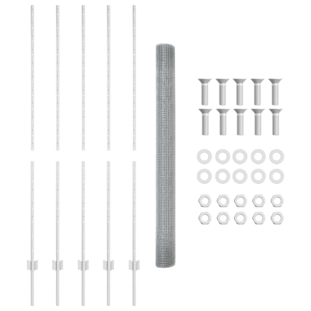 Produktbild för Utomhus Svetsat Stängsel med Stolpar 10 x 1,6 m Silver Mesh