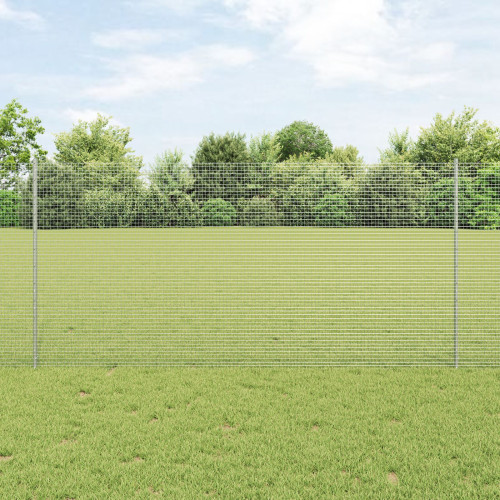 vidaXL Svetsat trådgeller med stolpar 25 x 1,2 m Galvaniserat stål