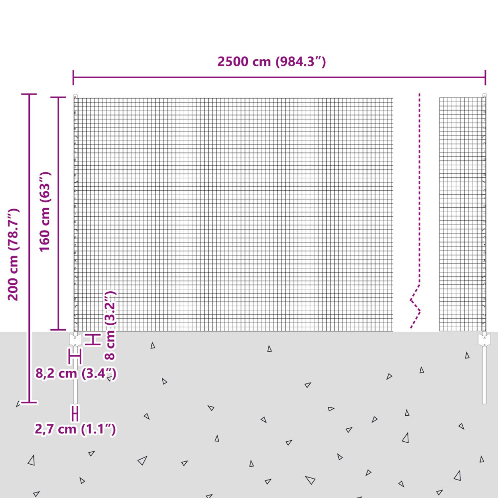 Produktbild för Svetsat trådgeller med stolpar 25 x 1,6 m Galvaniserat stål