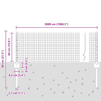 Produktbild för Svetsat trådgeller med stolpar 50 x 0,4 m Galvaniserat stål