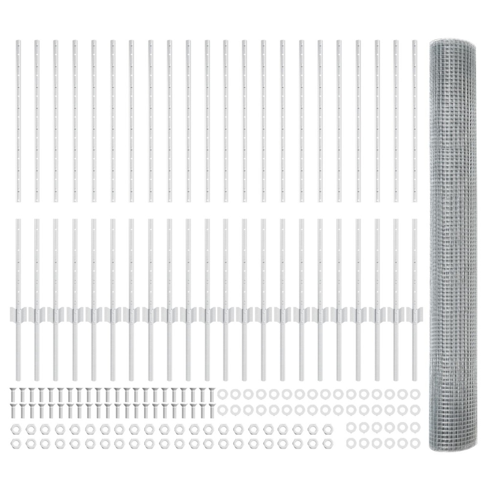 Produktbild för Svetsat trådgeller med stolpar 50 x 1 m Galvaniserat stål Mesh