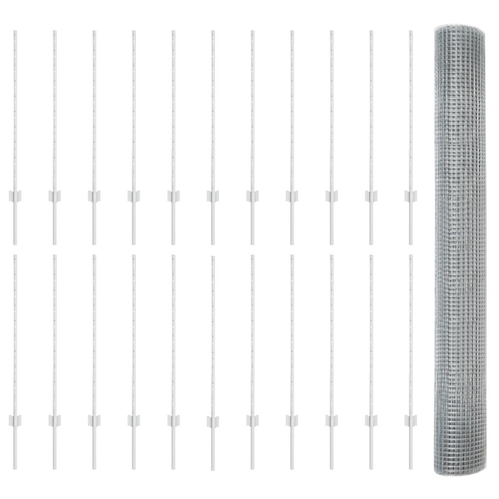 Produktbild för Svetsat trådgeller med stolpar 50 x 1 m Galvaniserat stål Mesh