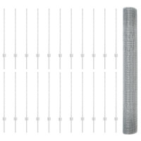 Produktbild för Svetsat trådgeller med stolpar 50 x 1 m Galvaniserat stål Mesh
