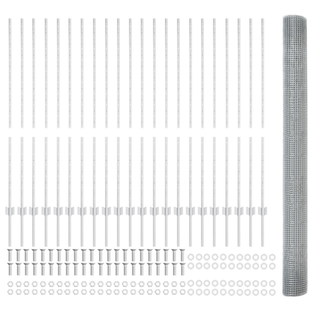 Produktbild för Svetsat trådgeller med stolpar 50 x 1,4 m Galvaniserat stål