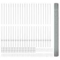Produktbild för Svetsat trådgeller med stolpar 50 x 1,4 m Galvaniserat stål