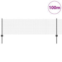 Produktbild för Svetsat trådgärd med stolpe 100 x 0,6 m PVC-belagda stål Grå