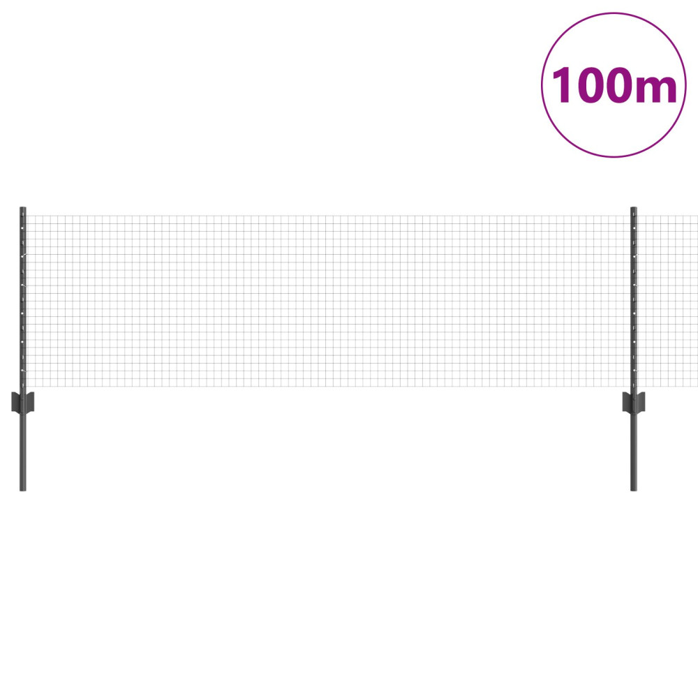 Produktbild för Svetsat trådgärd med stolpe 100 x 0,6 m (B x H)