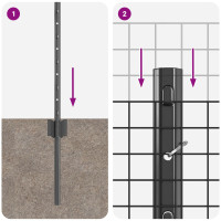 Produktbild för Svetsat trådgärd med stolpe 100 x 0,6 m (B x H)