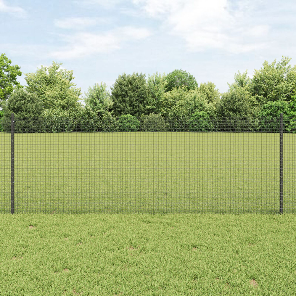 Produktbild för Svetsat trådgärd med stolpe 100 x 0,8 m PVC-belagda stål Grå
