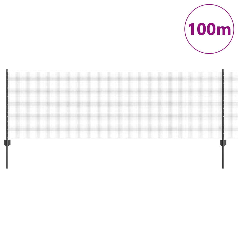 Produktbild för Svetsat trådgärd med stolpe 100 x 0,8 m PVC-belagda stål Grå