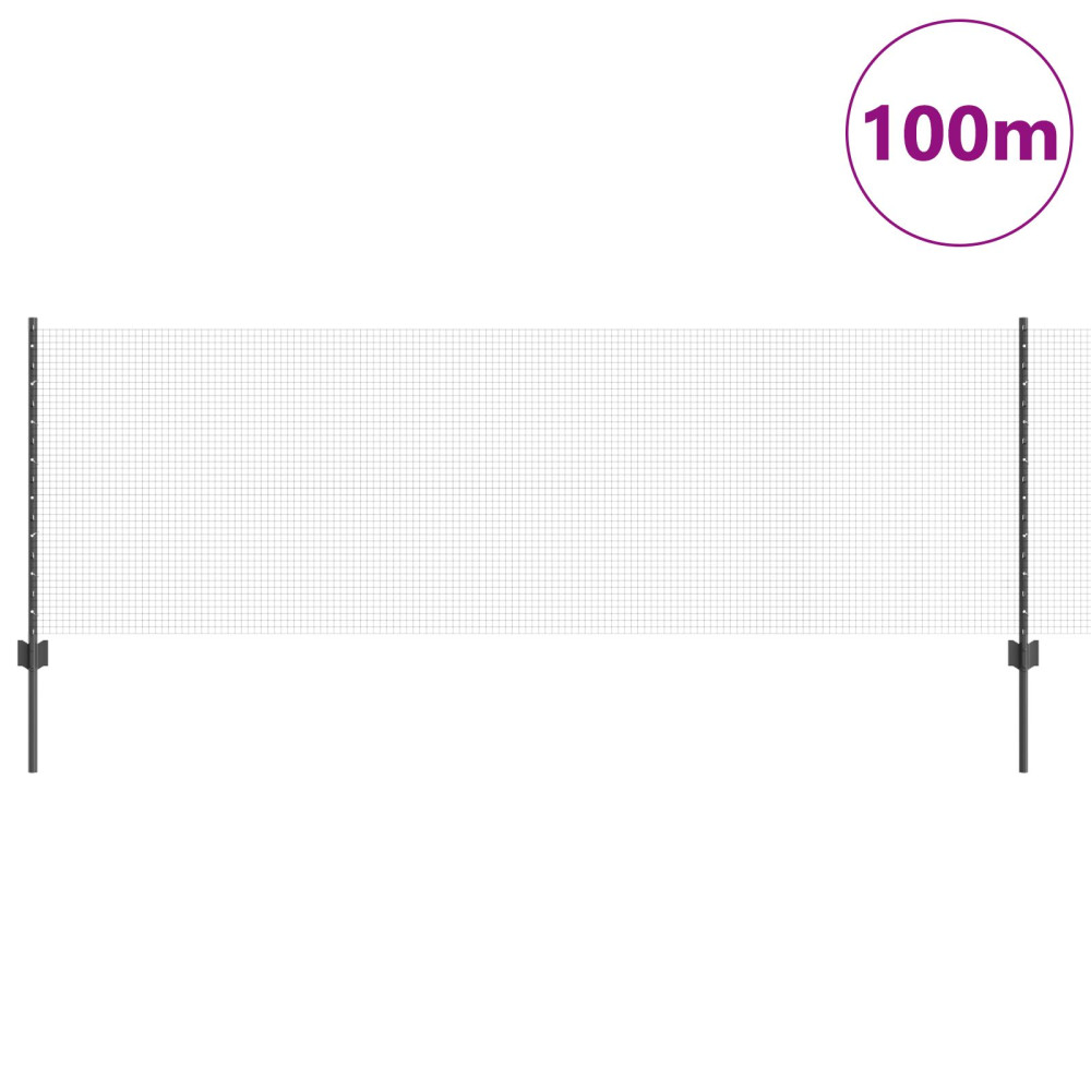 Produktbild för Svetsat trådgärd med stolpe 100 x 0,8 m (B x H)