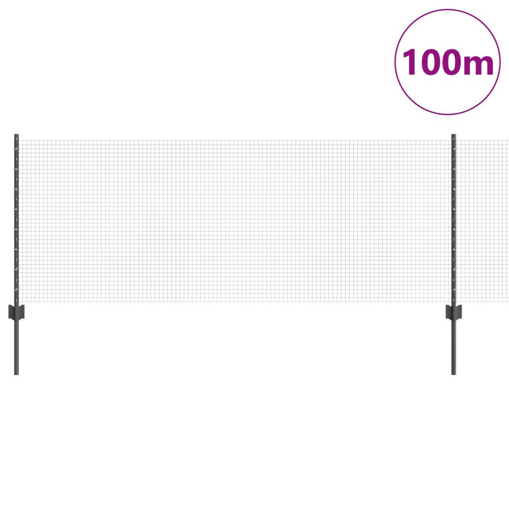 Produktbild för Svetsat trådgärd med stolpe 100 x 0,8 m (B x H)