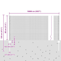 Produktbild för Svetsat trådgärd med stolpe 100 x 0,8 m (B x H)