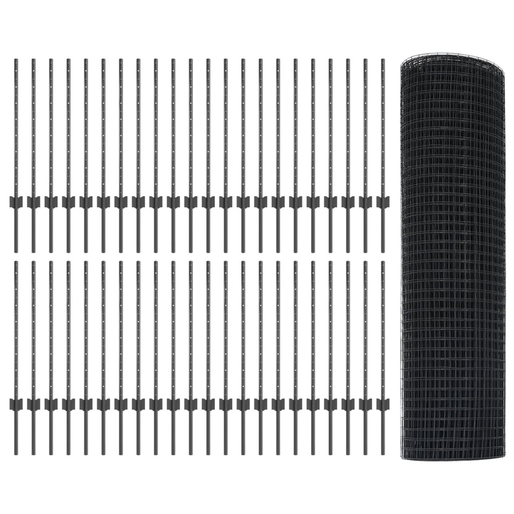Produktbild för Svetsat trådgärd med stolpe 100 x 0,8 m (B x H)