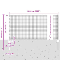 Produktbild för Svetsat trådgärd med stolpe 100 x 0,8 m (B x H)