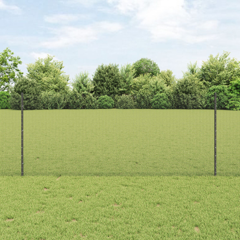 Produktbild för Svetsat trådgärd med stolpe 100 x 1 m (B x H) PVC-belagda stål