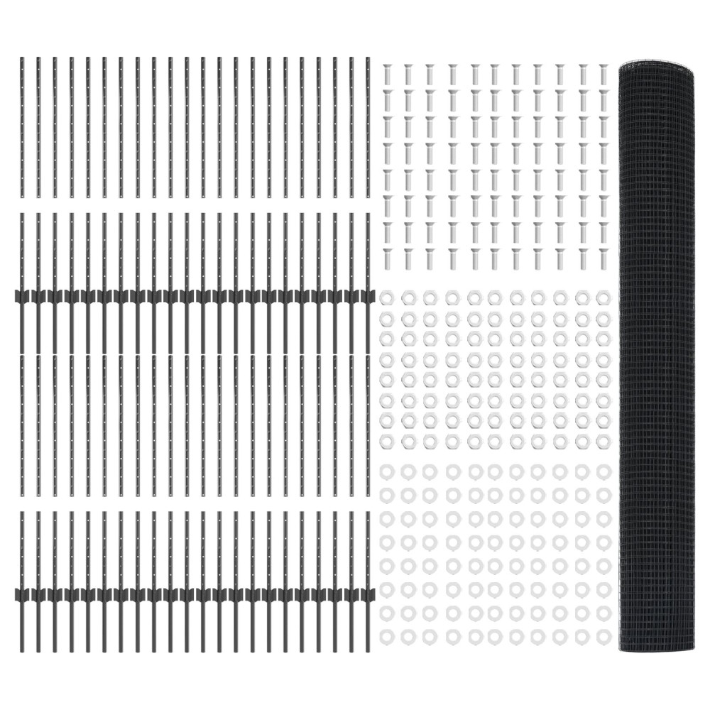 Produktbild för Svetsat trådgärd med stolpe 100 x 1 m (B x H) PVC-belagda stål