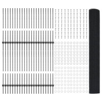 Produktbild för Svetsat trådgärd med stolpe 100 x 1 m (B x H) PVC-belagda stål