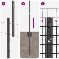 Produktbild för Svetsat trådgärd med stolpe 100 x 1 m (B x H) PVC-belagda stål