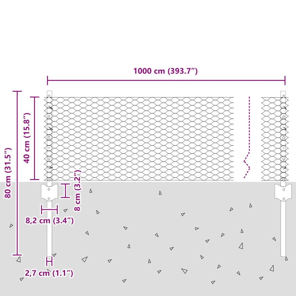 Produktbild för Svetsat trådstängsel 10 x 0,4 m (B x H) PVC-belagda stål Grön
