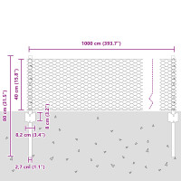 Produktbild för Svetsat trådstängsel 10 x 0,4 m (B x H) PVC-belagda stål Grön