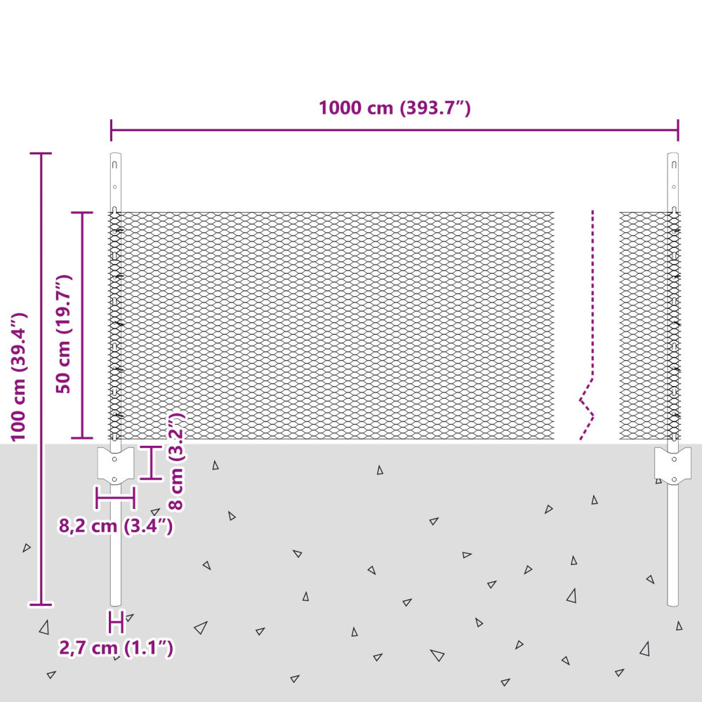 Produktbild för Svetsat trådstängsel 10 x 0,5 m (B x H) PVC-belagda stål Grön