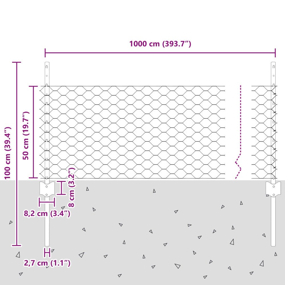 Produktbild för Svetsat trådstängsel 10 x 0,5 m (B x H) PVC-belagda stål Grön