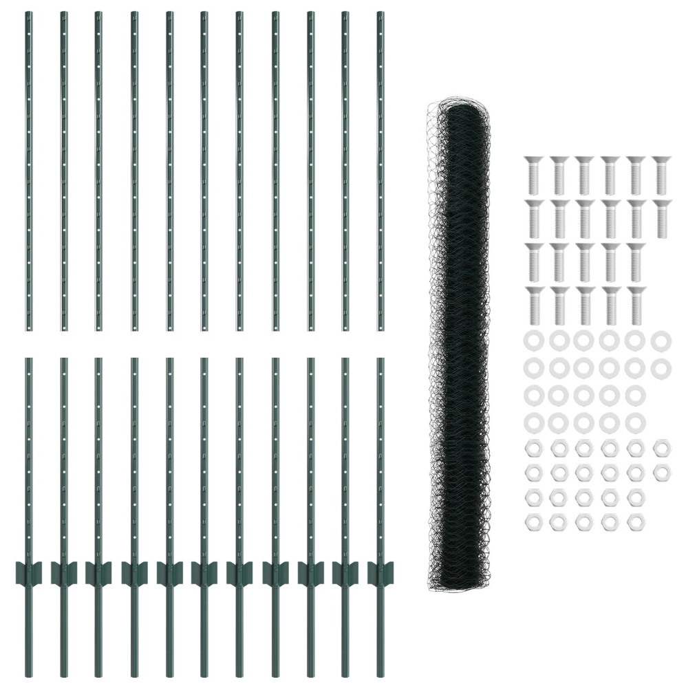 Produktbild för Utomhus hexagonal stängsel med stolpe 25 x 1,4 m Grön Mesh