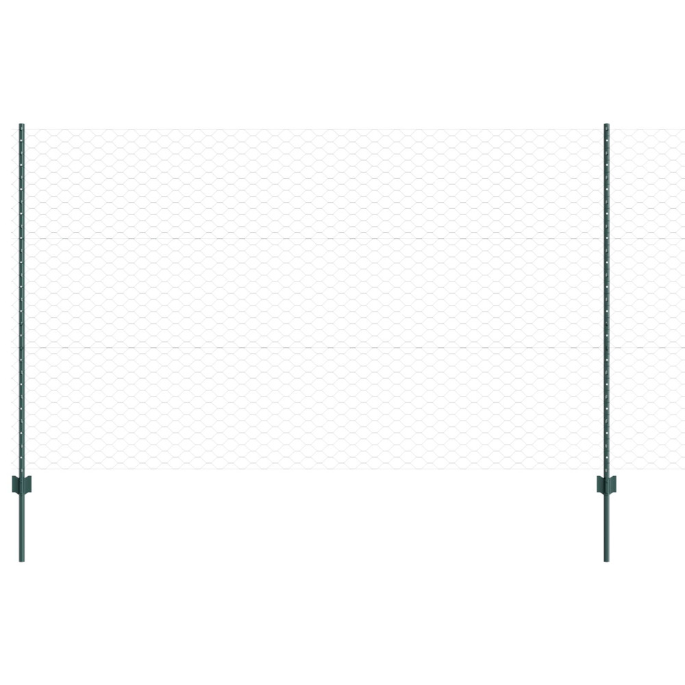 Produktbild för Utomhus hexagonal stängsel med stolpe 25 x 1,4 m Grön Mesh