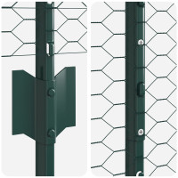 Produktbild för Sexkantigt staket med stolpe 25 x 1,6 m PVC-belagda stål Grön