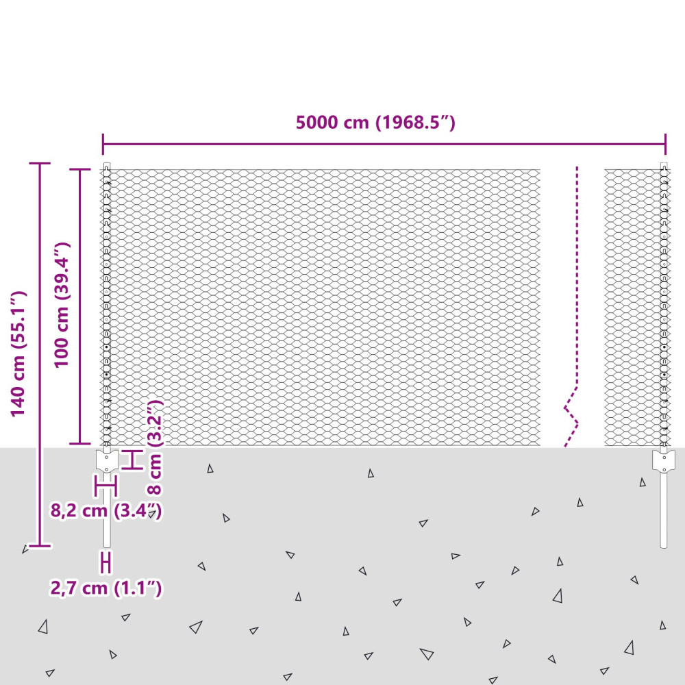 Produktbild för Utomhus hexagonal stängsel med stolpe 50 x 1 m PVC-belagda stål