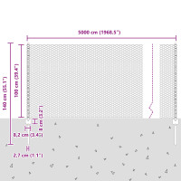 Produktbild för Utomhus hexagonal stängsel med stolpe 50 x 1 m PVC-belagda stål