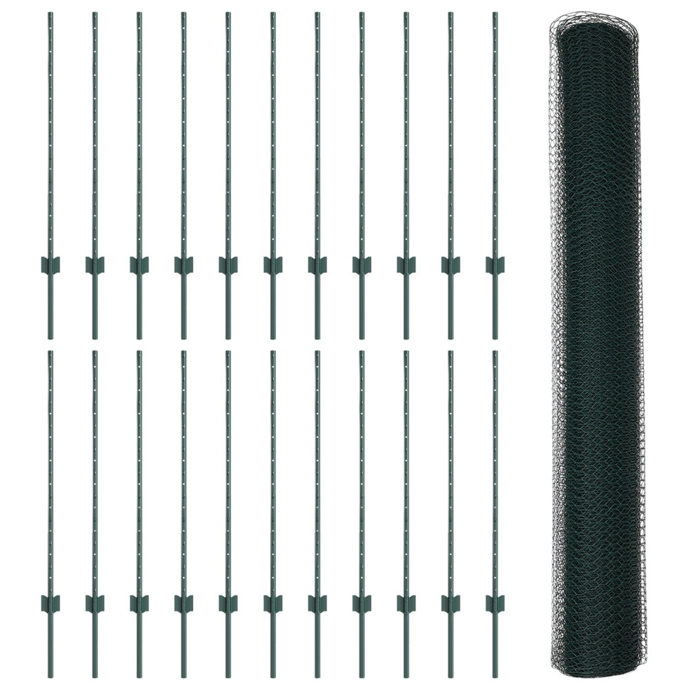 Produktbild för Utomhus hexagonal stängsel med stolpe 50 x 1 m PVC-belagda stål