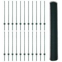 Produktbild för Utomhus hexagonal stängsel med stolpe 50 x 1 m PVC-belagda stål